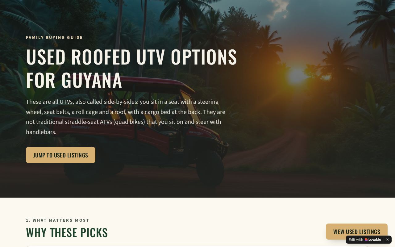 Screenshot of the Guyana UTV Guide website